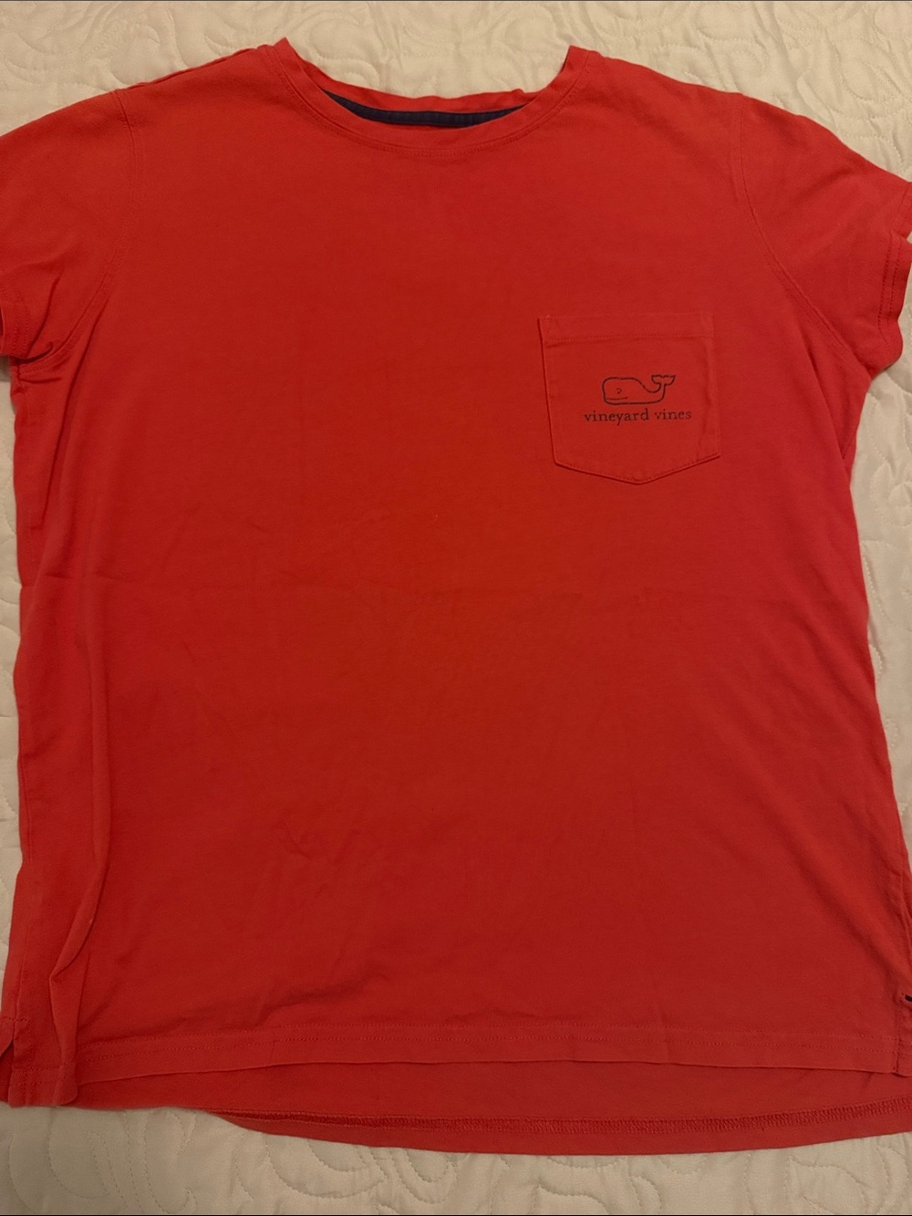 Vineyard Vines women’s Coral-Red Pocket Tee